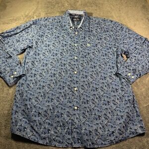Wrangler George‎ Strait Mens XXL Blue Paisley Western Button Down Shirt MGSB777
